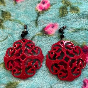 Black and red earrings